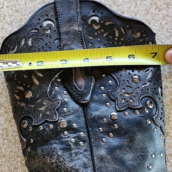 Women's Corral Fango Antiqued Studded & Silver Inlay Boots Size 9.5M - Picture 13 of 16